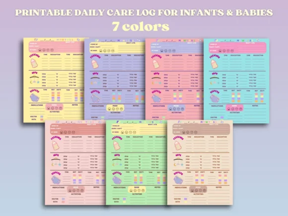 Newborn Feeding, Diaper, Nap Log - Baby Daily Tracker Printable